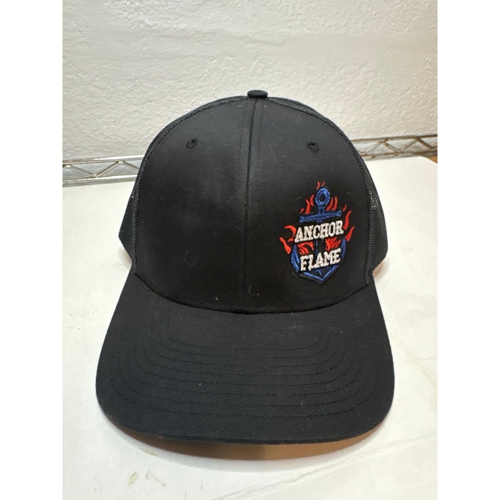 Anchor Flame Black Trucker Hat Snapback Cap Custom Embroidered Logo Freeport TX